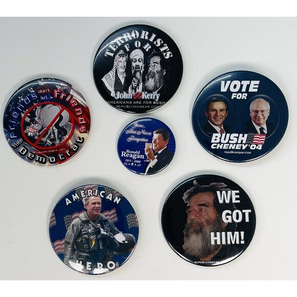 VTG 2004 Lot 6 Republican Political BUTTONS Pins George W. Bush Cheney Reagan - Picture 3 of 4